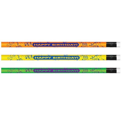 Moon Products Neon Happy Birthday Pencil, Dozen (JRM7917B)