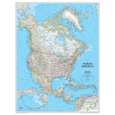 National Geographic Maps North America Wall Map, 24 x 30