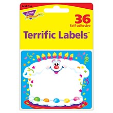 Trend® Terrific Labels Happy Birthday Self-Adhesive Name Tags, 2.5 x 3, 36/Pack (T-68031)