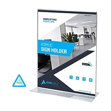AdirOffice Sign Holder, 8.5 x 11, Clear Acrylic, 6/Pack (639-8511-6-TS)