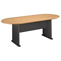 Bush Business Furniture 82W x 35D Racetrack Oval Conference Table, Light Oak/Graphite Gray, Installed (TR64384AFA)