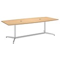 Bush Business Furniture 96L x 42W Boat Top Conference Table with Metal Base, Natural Maple, Installed (99TBM96ACSVKFA)