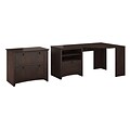 Bush Furniture Buena Vista Corner Desk with Lateral File Cabinet, Madison Cherry (BUV029MSC)