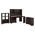 Bush Furniture Buena Vista Corner Desk with Hutch, Low Storage Cabinet and 6 Cube Bookcase, Madison Cherry (BUV034MSC)