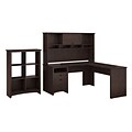 Bush Furniture Buena Vista L Shaped Desk with Hutch and 6 Cube Bookcase, Madison Cherry (BUV037MSC)