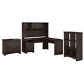 Bush Furniture Buena Vista L Shaped Desk with Hutch, Lateral File Cabinet and 6 Cube Bookcase, Madison Cherry (BUV042MSC)