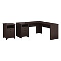 Bush Furniture Buena Vista L Shaped Desk with 2 Drawer File Cabinet, Madison Cherry (BUV045MSC)