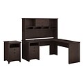 Bush Furniture Buena Vista L Shaped Desk with Hutch and 2 Drawer File Cabinet, Madison Cherry (BUV046MSC)