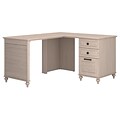 kathy ireland® Home by Bush Furniture Volcano Dusk L Shaped Desk with 3 Drawer Pedestal, Driftwood Dreams (ALA007DD)