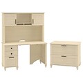 kathy ireland® Home by Bush Furniture Volcano Dusk 51W Desk with Hutch, Pedestal and Lateral File, Driftwood Dreams (ALA020DD)