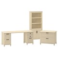 kathy ireland® Home by Bush Furniture Volcano Dusk 68W Desk, Lateral File Cabinet and Bookcase, Driftwood Dreams (ALA025DD)