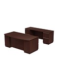 Bush Business Furniture Milano2 72W Bow Front Office Desk with 2 Pedestals and Credenza, Harvest Cherry, Installed (MI2022CSFA)