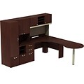 Bush Business Furniture Quantum Bundle 78W x 72D LH L-Station with Low Hutch and Storage Tower, Modern Cherry