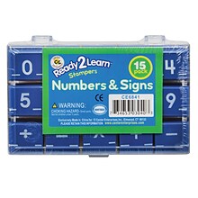 Center Enterprises Ready2Learn 1 Numbers & Signs Stamps, 15/Pack, Ages 5+ (CE-6841)