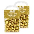 JAM Paper Colored Map Tacks, Gold, 2 Packs of 100 (22432213A)