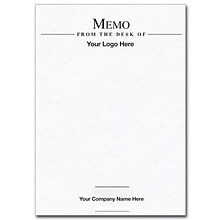 Custom Memo Pads, White Smooth 24# Text Stock, 4 x 5.5, 1 Standard Ink, Flat Ink, 100 Sheets per P