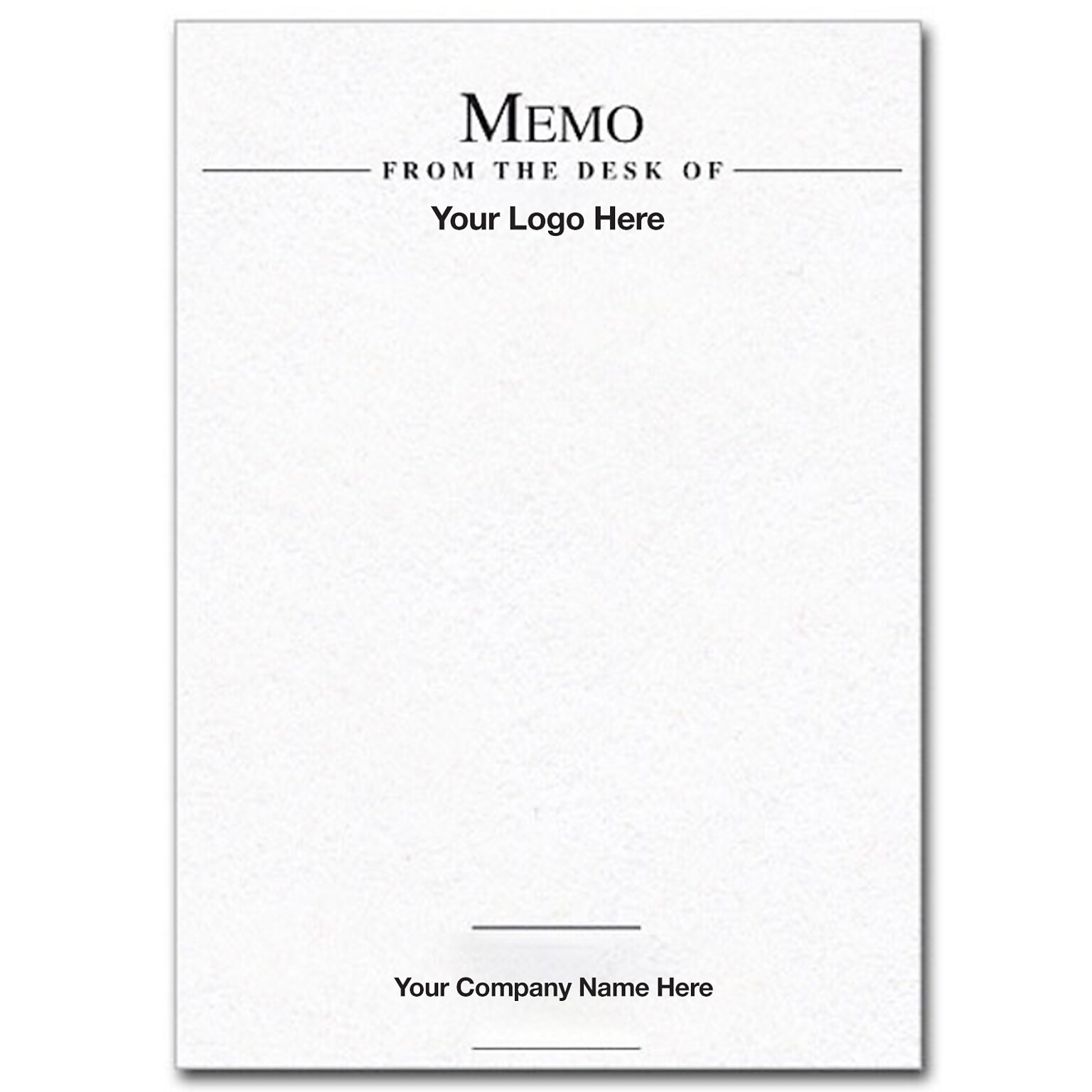 Custom Memo Pads, White Smooth 24# Text Stock, 4 x 5.5, 1 Standard and 1 Custom Inks, Flat Ink, 100 Sheets per Pad