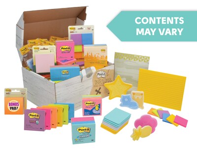 Post-it® Note Treasure Chest, 10 lbs. Assorted Sizes, Colors, Shapes (ED65V10)