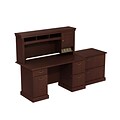 Bush Business Furniture Syndicate 60W Desk with Hutch, 2 Pedestals and File Cabinet, Harvest Cherry, Installed (SYN002CSFA)
