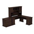 Bush Business Furniture Syndicate 72W L Shaped Desk with Hutch and Lateral File Cabinet, Mocha Cherry, Installed (SYN003MRFA)