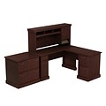 Bush Business Furniture Syndicate 60W L Shaped Desk with Hutch and Lateral File Cabinet, Harvest Cherry, Installed (SYN004CSFA)