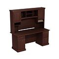 Bush Business Furniture Syndicate 72W x 22D Double Pedestal Desk with Hutch, Harvest Cherry