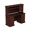 Bush Business Furniture Syndicate 60W x 22D Office Desk with Hutch and 2 Pedestals, Harvest Cherry, Installed (SYN011CSFA)