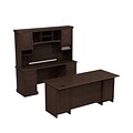 Bush Business Furniture Syndicate 72W Office Desk with Hutch, 2 Pedestals and 72W Credenza, Mocha Cherry, Installed (SYN012MRFA)