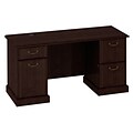 Bush Business Furniture Syndicate 60W x 24D Double Pedestal Kneespace Credenza, Mocha Cherry