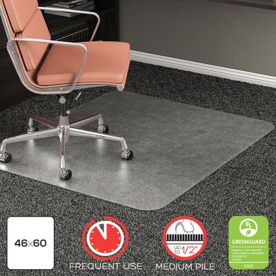 Deflect-O RollaMat Carpet Chair Mat, 46 x 60, Medium-Pile, Clear (CM15443F)