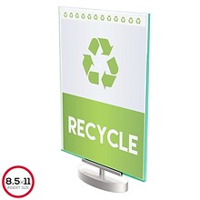 Deflecto® Superior Image® Sign Holder, 8.5 x 11, Silver/Clear with Green Edges (691590)