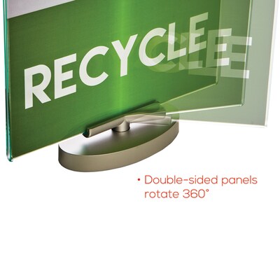 Deflecto® Superior Image® Sign Holder, 8.5" x 11", Silver/Clear with Green Edges (691590)