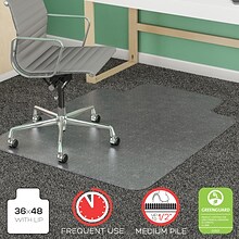 Deflecto Chair 48x36 Vinyl Chair Mat for Carpet, Rectangular w/Lip (DEFCM14113COM)