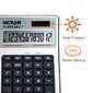 Victor TuffCalc 12-Digit Battery & Solar Desktop Calculator, White and Black (99901)