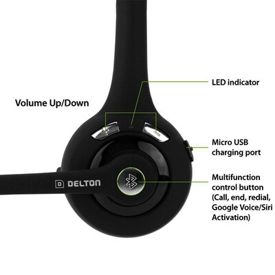Delton DBTHEAD10X Over The Head Bluetooth Headset, Black