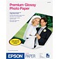 Epson Photo-Quality Inkjet Paper, Premium, Glossy, 68 lbs., 8" x 10", 20 Sheets/Pk