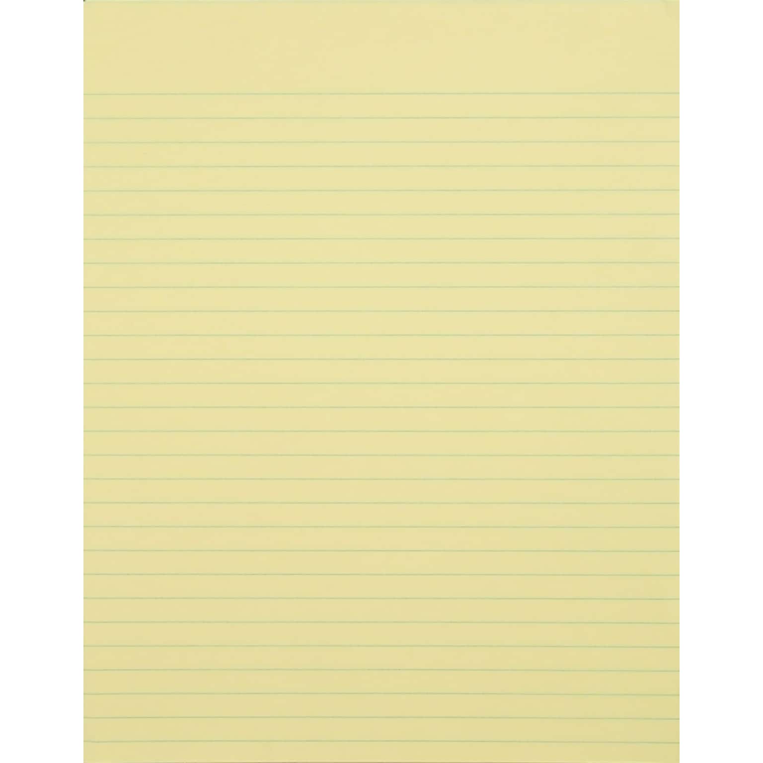 Glue-Top Writing Pads, 8-1/2 x 11, Wide Rule, Canary