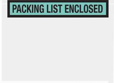 SI Products Packing List Envelopes, 7 x 5.5, Green Panel Face, Packing List Enclosed, 1000/Case