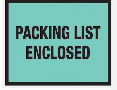 SI Products Packing List Envelopes, 7 x 5.5, Green Full Face, Packing List Enclosed, 1000/Case (