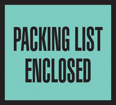 Packing List Envelopes, 4-1/2 x 5-1/2, Green Full Face Packing List Enclosed, 1000/Case