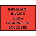 Packing List Envelope, 4-1/2 x 6, Red Full Face Important Invoice/Packing List Enclosed, 1000/Ca