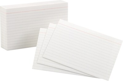Oxford 3 x 5" Index Cards, Lined, White, 100/Pack (31EE)
