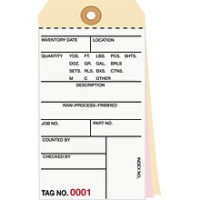 Inventory Tags, 3 Part Carbonless # 8, (1500-1999), 6 1/4 x 3 1/8, White/Manila, 500/Case (G16041)