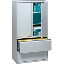 HON® 700 Series 2 Drawer Lateral File Cabinet w/Roll-Out & Posting Shelves, Light Grey, Letter/Legal