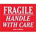 Tape Logic Labels, Fragile - Handle With Care, 3 x 4, Red/White, 500/Roll