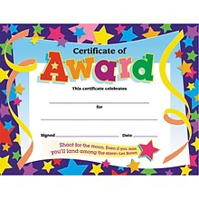 Trend Enterprises© Certificate of Award Certificates, Assorted Colors, 8 1/2H x 11W, 30/Pk