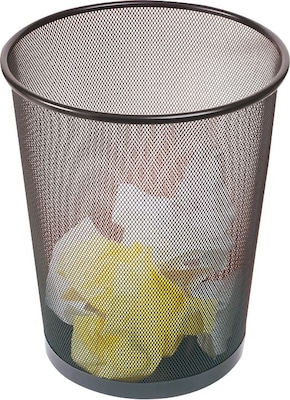 Staples® Indoor Trash Can Without Lid, Black Steel Mesh, 5 Gal. (56903)