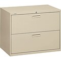 HON® Brigade® 500 Series 2 Drawer Lateral File Cabinet, Letter/Legal, Putty, 36W (H582LL)