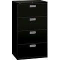 HON Brigade 600 Series 4 Drawer Lateral File Cabinet, Letter, Black, 30W (674L-P) NEXT2018 NEXT2Day