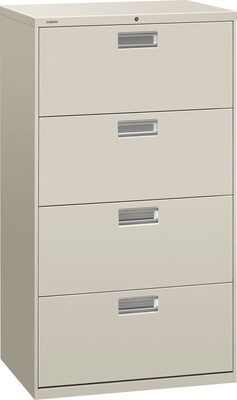HON Brigade 600 Series 4 Drawer Lateral File Cabinet, Letter, Light Gray, 30W (674L-Q) NEXT2018 NEXT2Day